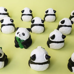 Hand-Carved Wooden Panda Figurine – Cute Handmade Decor with Mini Accessories (ONLINE ORDER ONLY)
