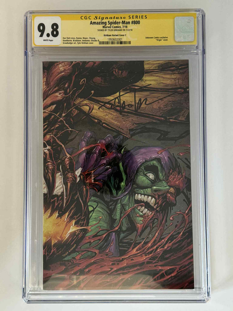 [Signed by Tyler Kirkham] Amazing Spider-Man #800 CGC 9.8 Yellow Label Exclusive Virgin Var (ONLINE ORDER ONLY)