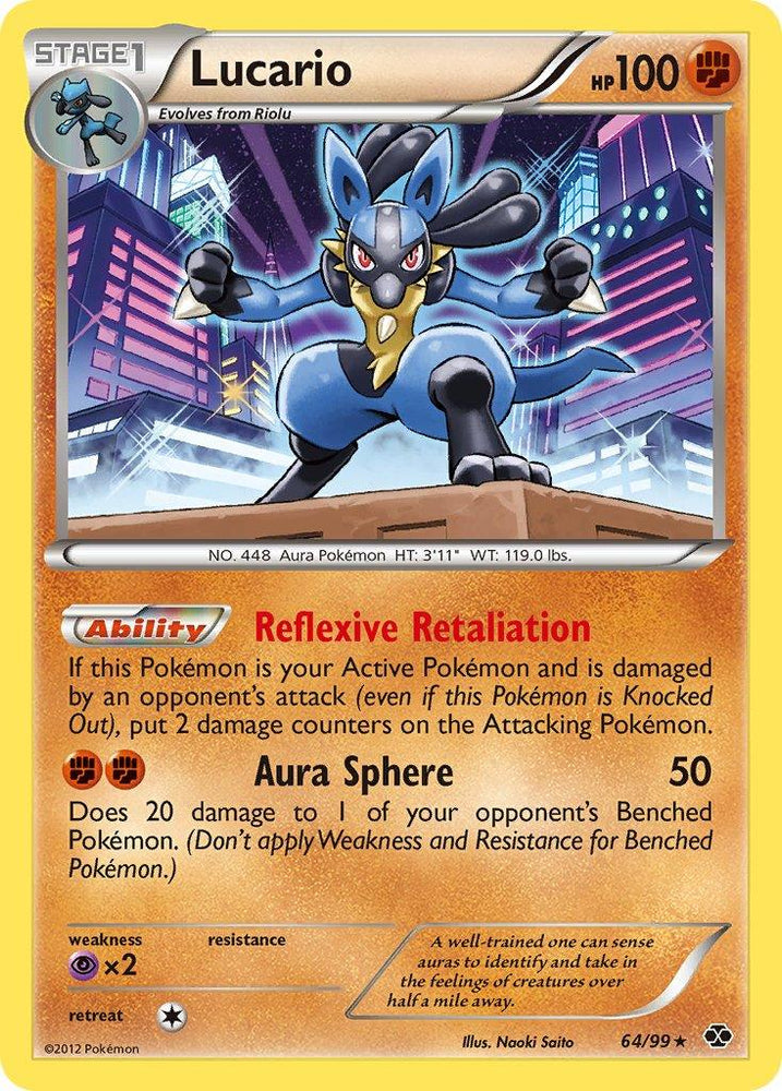 Lucario (64/99) (Cosmos Holo) (Blister Exclusive) [Black & White: Next Destinies] (Online Only)