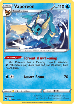 Vaporeon (030/185) [Sword & Shield: Vivid Voltage] (Online Only)