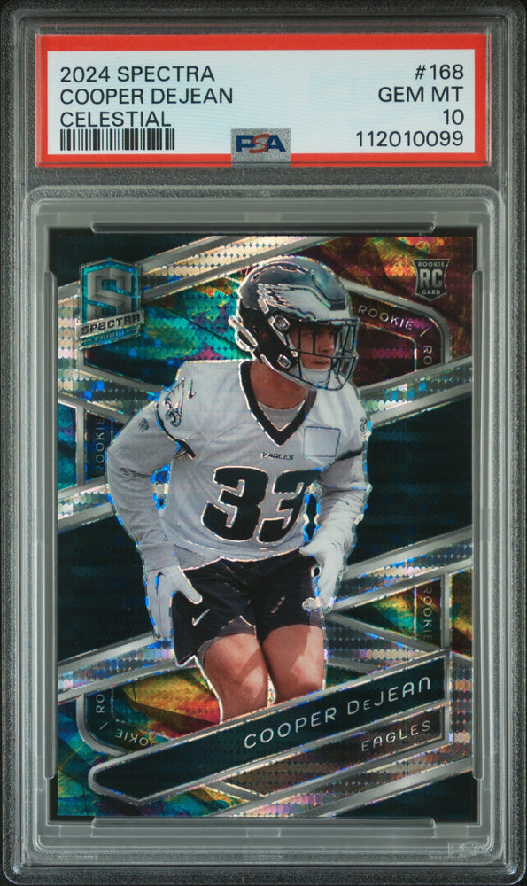 Graded 2024 Panini Spectra Cooper DeJean #168 Celestial /99 Rookie RC Football Card PSA 10 Gem Mint