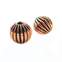 9mm Copper Corrugated Round Bead with 3mm I.D 8 inch 23 pcs (ONLINE ORDER ONLY)