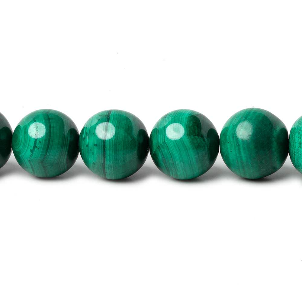 9mm Malachite Plain Rounds 16 inch 45 beads AA (ONLINE ORDER ONLY)