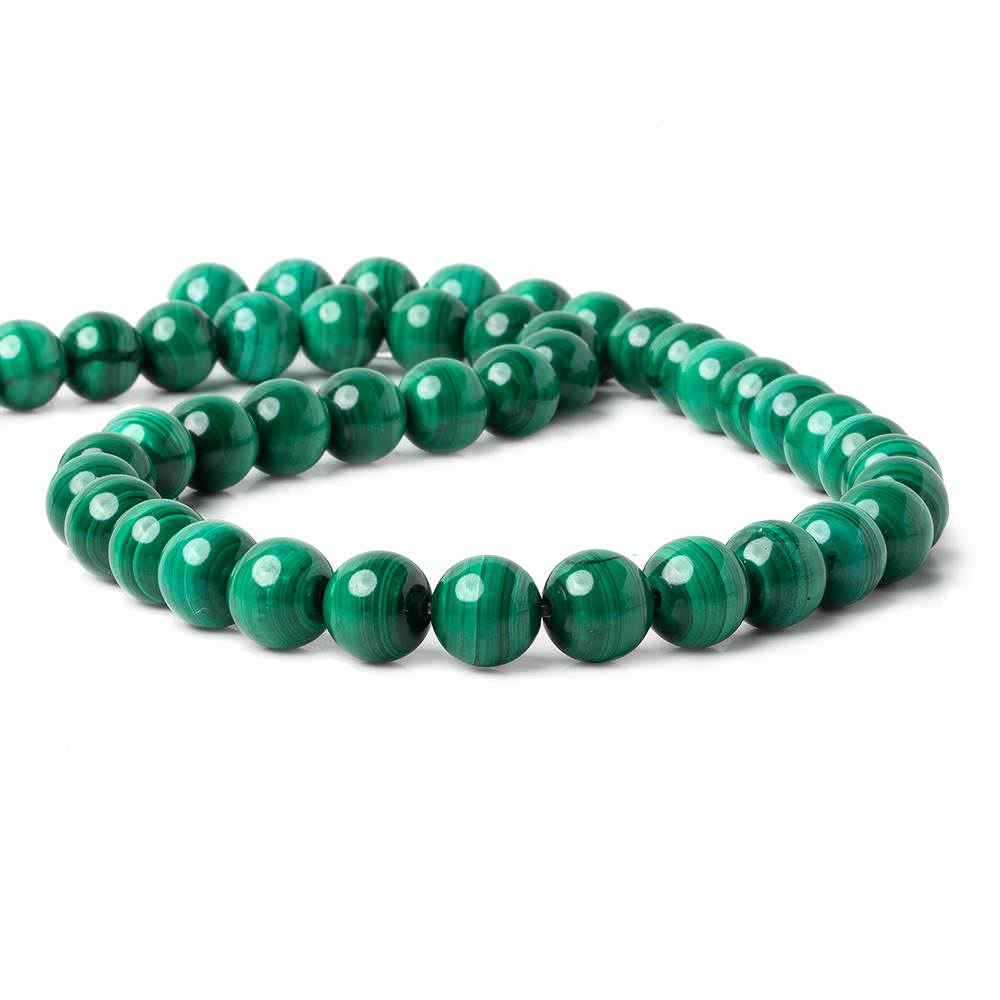9mm Malachite Plain Rounds 16 inch 45 beads AA (ONLINE ORDER ONLY)