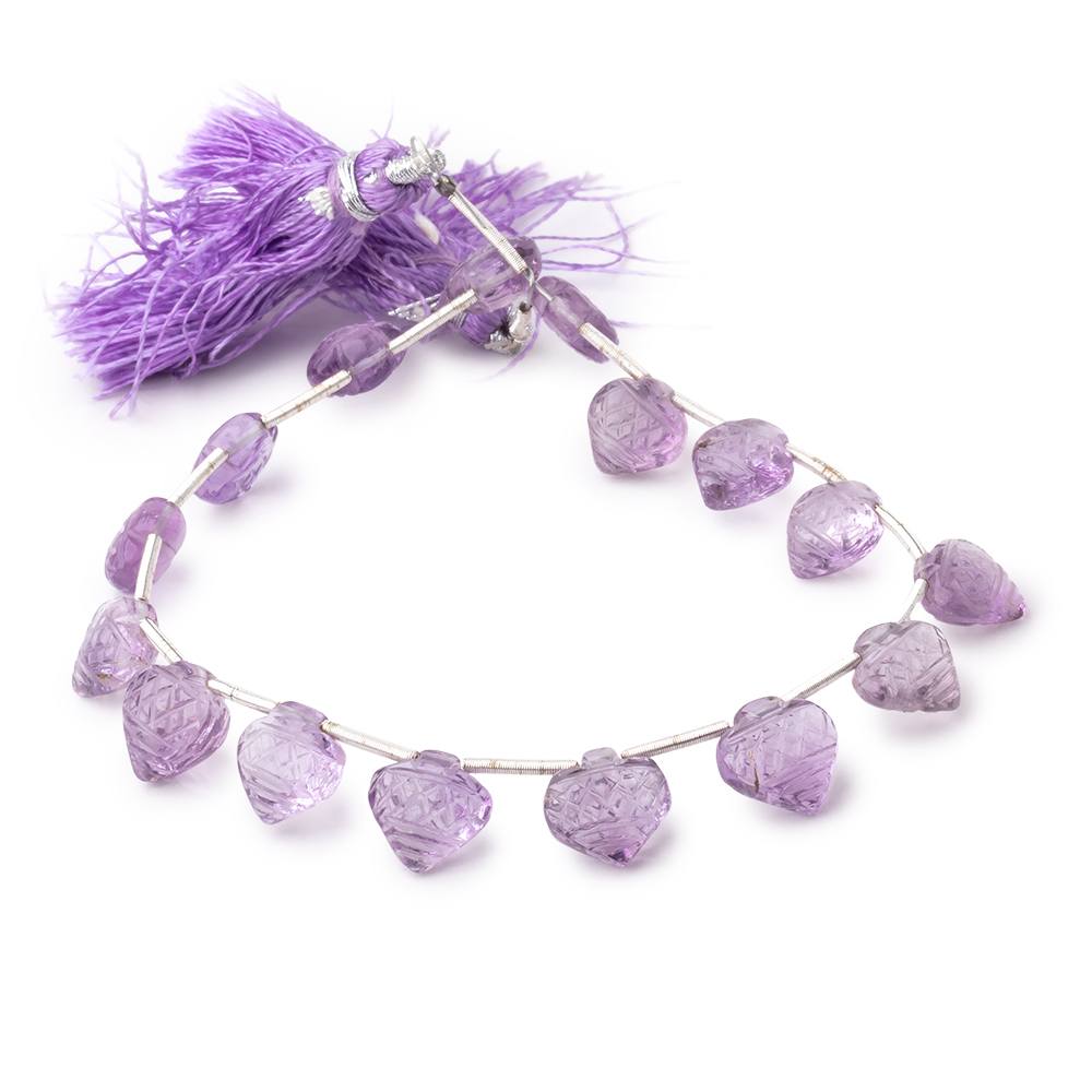 9mm Pink Amethyst Carved Heart Beads 8 inch 16 pieces (ONLINE ORDER ONLY)
