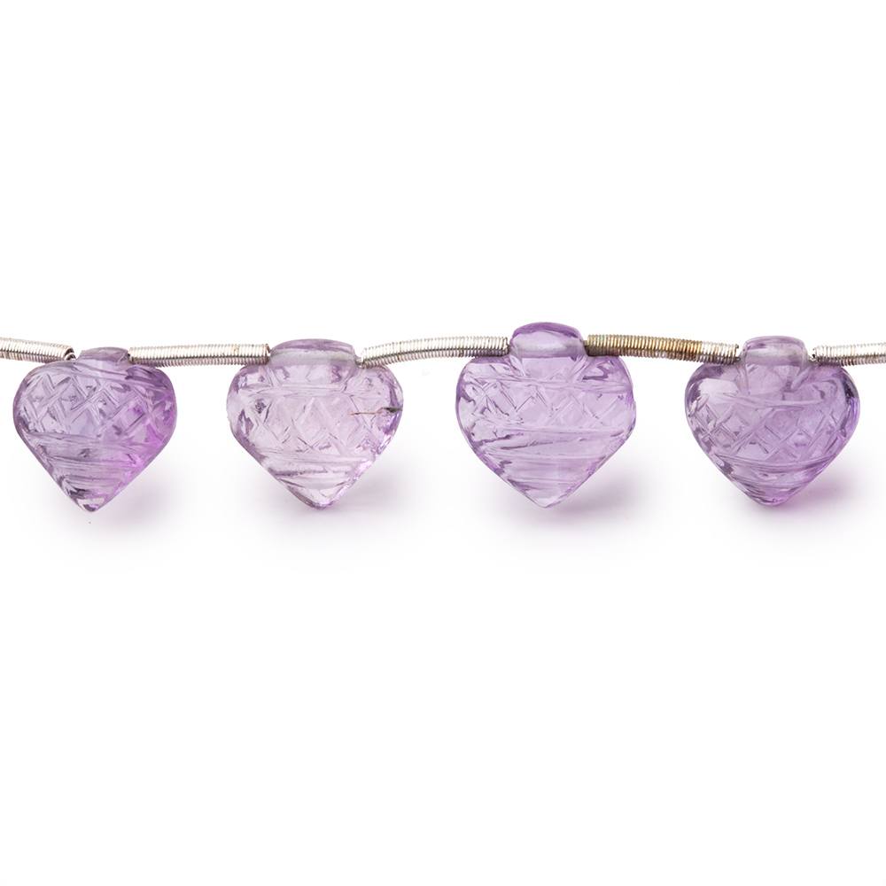 9mm Pink Amethyst Carved Heart Beads 8 inch 16 pieces (ONLINE ORDER ONLY)