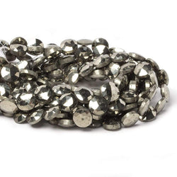 9mm Pyrite faceted coin beads 8 inch 23 pieces (ONLINE ORDER ONLY)