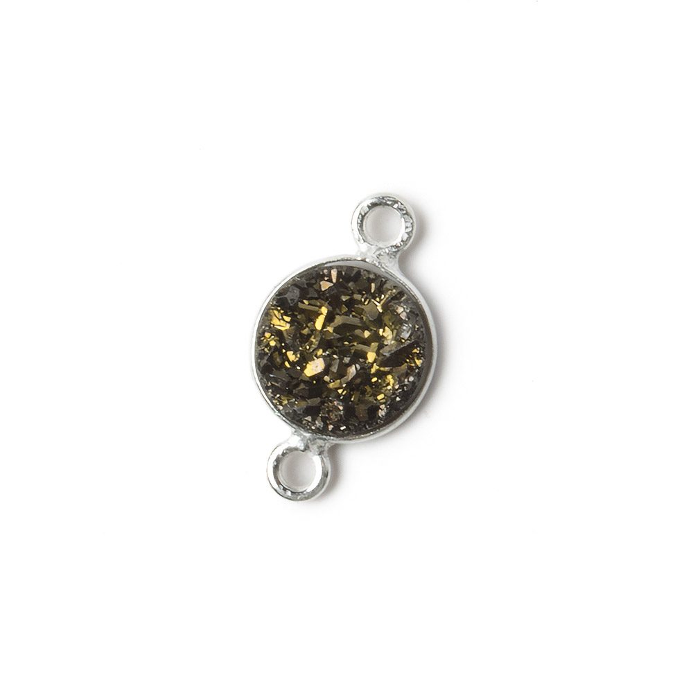 9mm Silver .925 Bezel Metallic Bronze Drusy Coin Connector 1 piece (ONLINE ORDER ONLY)