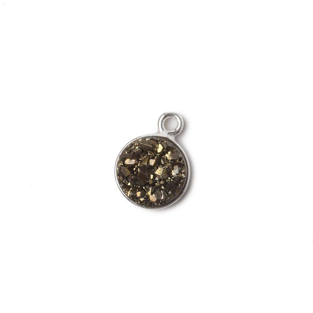 9mm Silver .925 Bezel Metallic Bronze Drusy Coin Pendant  1 piece (ONLINE ORDER ONLY)