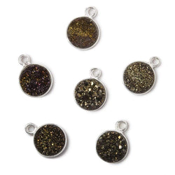 9mm Silver .925 Bezel Metallic Bronze Drusy Coin Pendant  1 piece (ONLINE ORDER ONLY)
