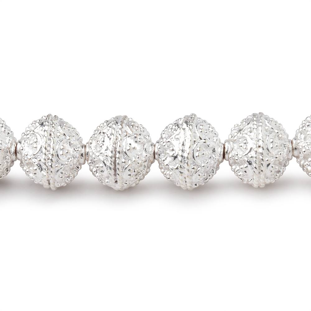 9mm Sterling Silver plated Copper Moroccan Round 8 inch 26 Beads (ONLINE ORDER ONLY)