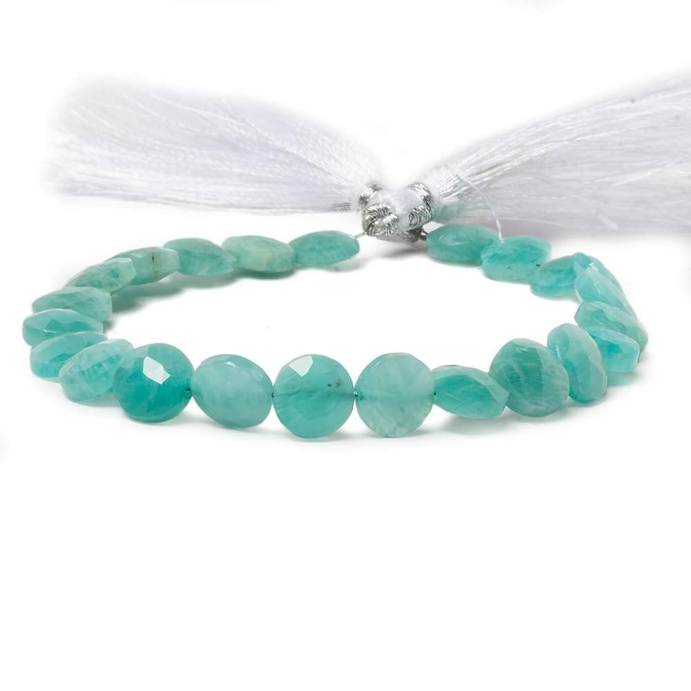 9mm Teal Amazonite faceted coin beads 8 inch 23 pieces (ONLINE ORDER ONLY)