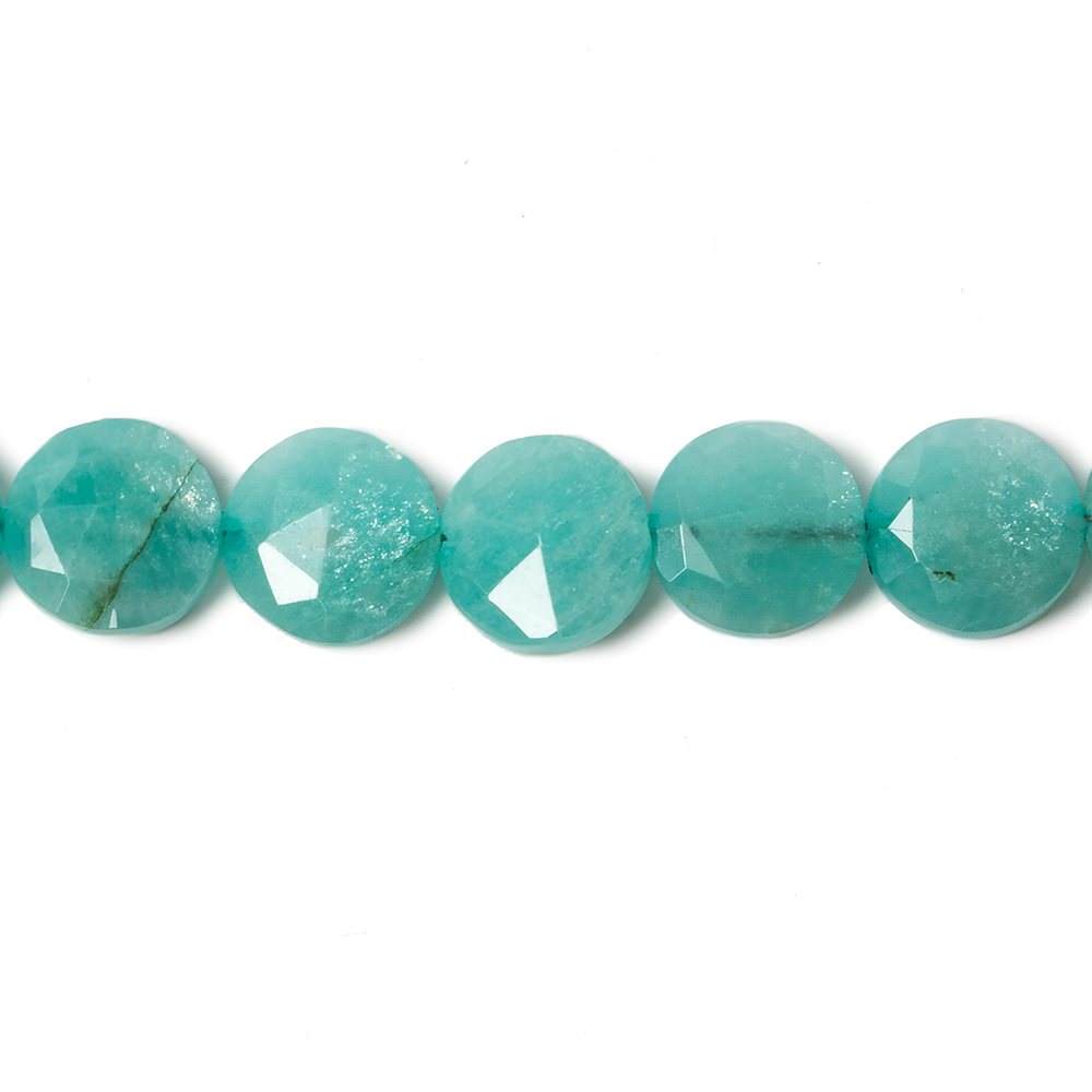 9mm Teal Amazonite faceted coin beads 8 inch 23 pieces (ONLINE ORDER ONLY)
