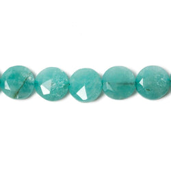 9mm Teal Amazonite faceted coin beads 8 inch 23 pieces (ONLINE ORDER ONLY)