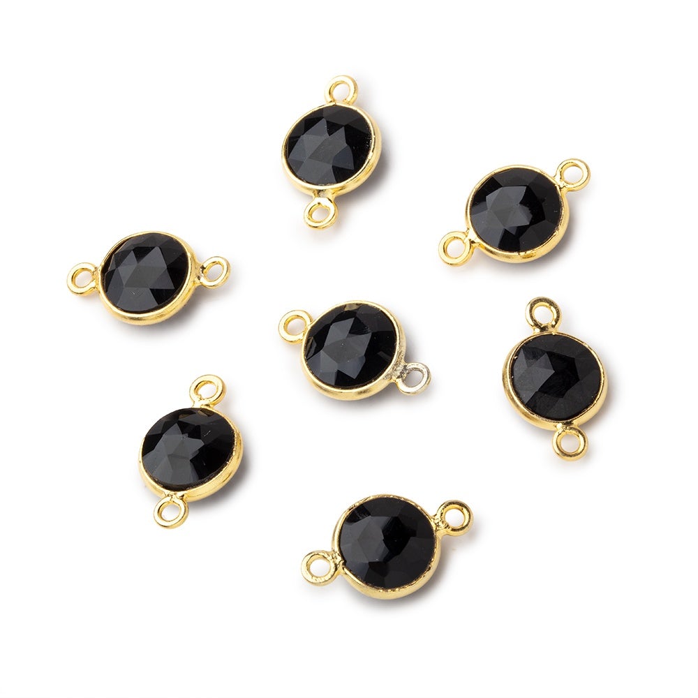 9mm Vermeil Bezel Black Onyx Faceted Coin connector 1 Focal Piece (ONLINE ORDER ONLY)