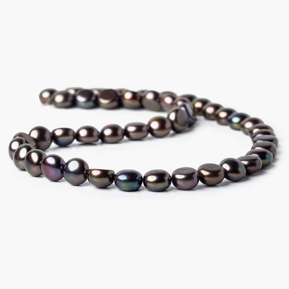 9mm Very Dark Peacock Button Freshwater Pearls 16 inch 45 pieces (ONLINE ORDER ONLY)