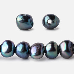 9x10-10x11mm Green Peacock Baroque 2.5mm large hole Pearl 14 inch 42 pieces (ONLINE ORDER ONLY)