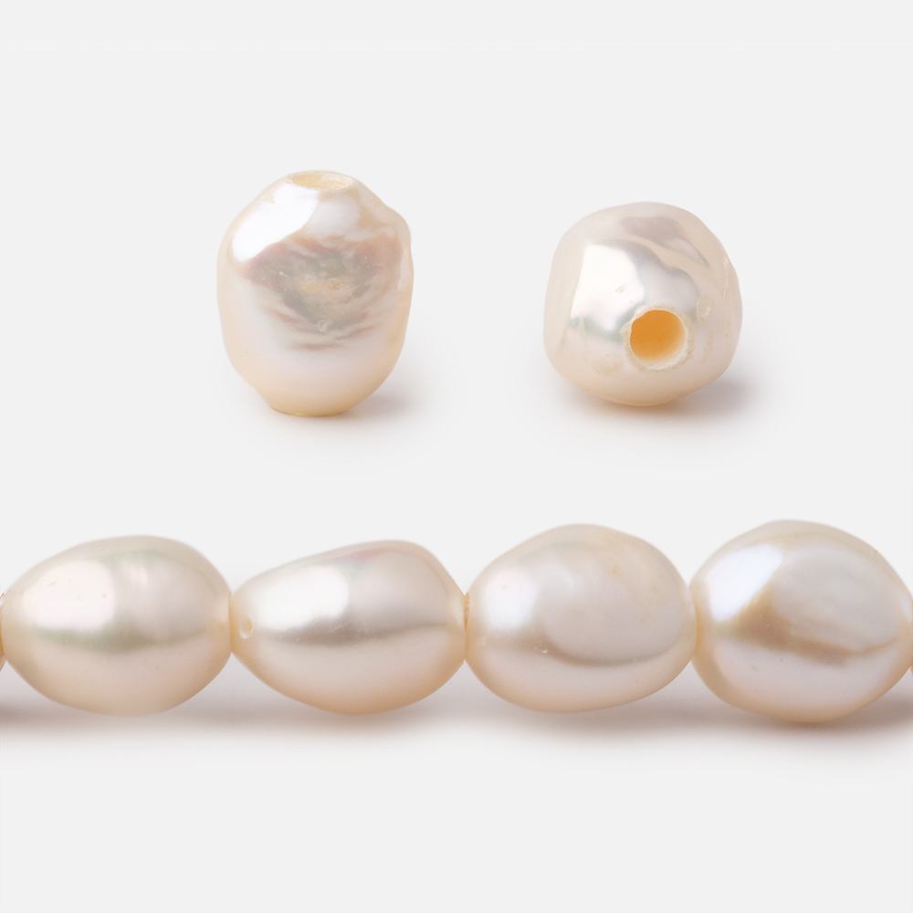 9x10-10x12mm Buttery White Baroque 2.5mm Large Hole Pearls 15 inch 33 pieces (ONLINE ORDER ONLY)