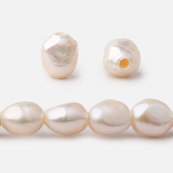 9x10-10x12mm Buttery White Baroque 2.5mm Large Hole Pearls 15 inch 33 pieces (ONLINE ORDER ONLY)