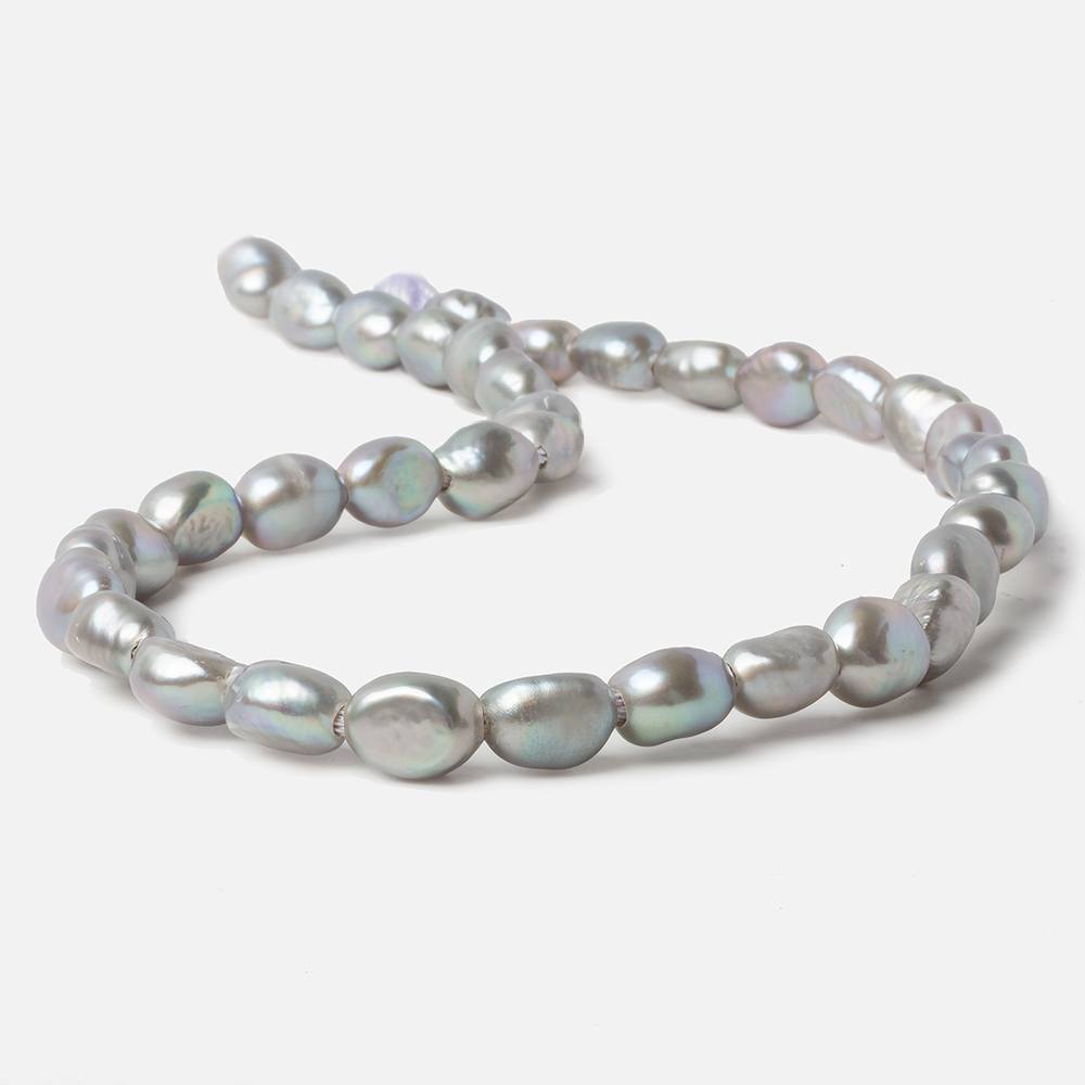 9x10mm Steel Silver Baroque large hole Freshwater Pearls 16 inch 36 pieces (ONLINE ORDER ONLY)