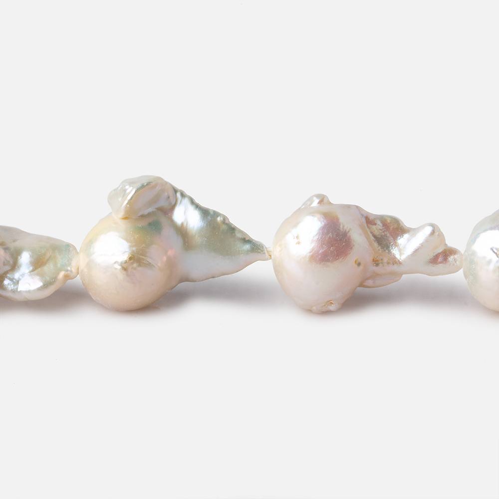 9x14-11x16mm Off White Flame Ball Ultra Baroque Freshwater Pearls 16 inch 18 pieces A grade (ONLINE ORDER ONLY)