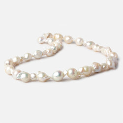 9x14-11x16mm Off White Flame Ball Ultra Baroque Freshwater Pearls 16 inch 18 pieces A grade (ONLINE ORDER ONLY)