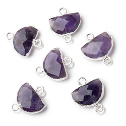 9x14mm Silver Leafed Amethyst Faceted Half Moon Focal Connector 1 piece (ONLINE ORDER ONLY)