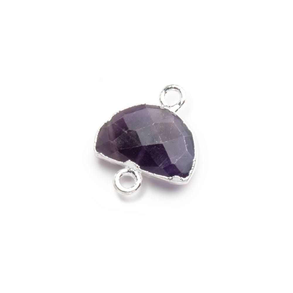 9x14mm Silver Leafed Amethyst Faceted Half Moon Focal Connector 1 piece (ONLINE ORDER ONLY)