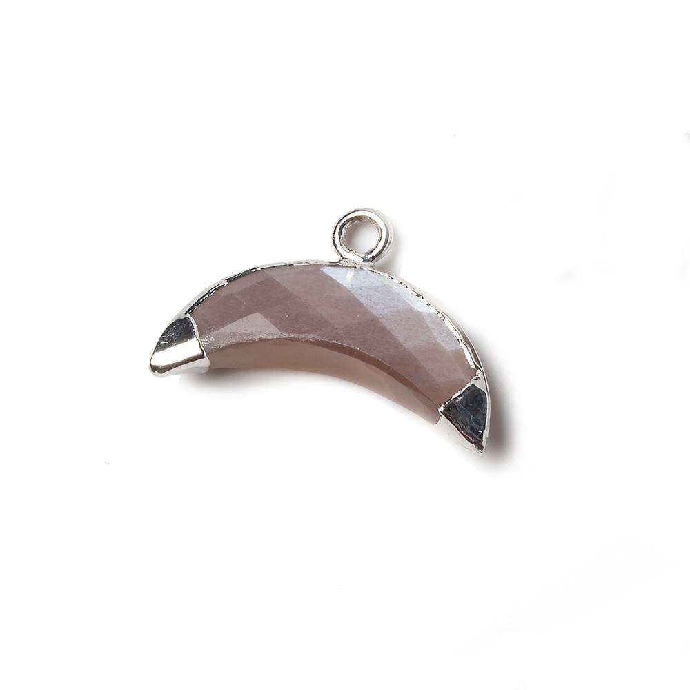 9x20mm Silver Leafed Chocolate Moonstone Cresent Moon Pendant 1 focal bead (ONLINE ORDER ONLY)