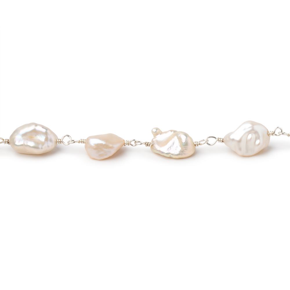 9x5-12x6mm Peach Keshi Pearls on .925 Silver Chain (ONLINE ORDER ONLY)