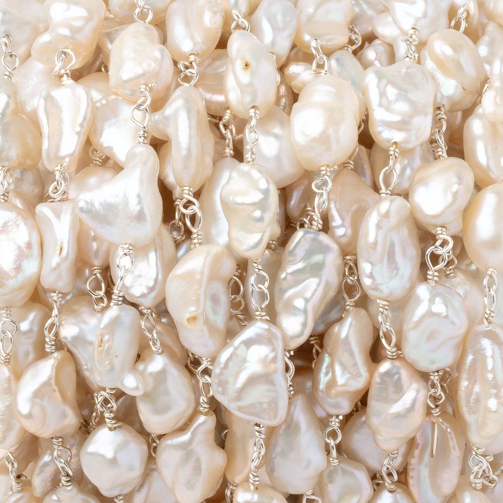 9x5-12x6mm Peach Keshi Pearls on .925 Silver Chain (ONLINE ORDER ONLY)