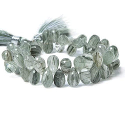 9x6-10x7mm Green Tourmalinated Quartz faceted Tear Drop beads 8 inch 58 pieces (ONLINE ORDER ONLY)