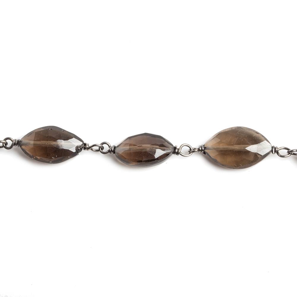 9x6-10x7mm Smoky Quartz facet oval Black Gold .925 Chain by the foot 20 beads (ONLINE ORDER ONLY)