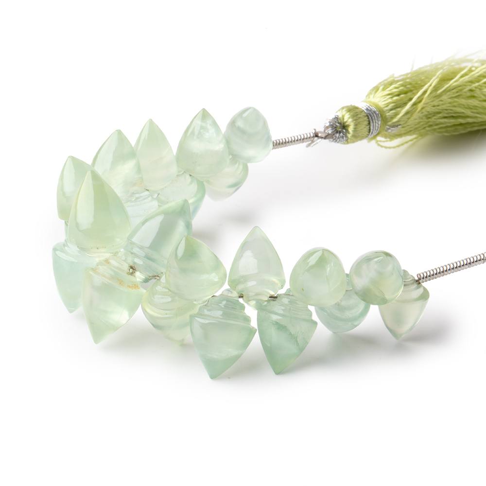 9x6-11x8mm Prehnite Carved Shell Beads 3 inch 22 pieces (ONLINE ORDER ONLY)