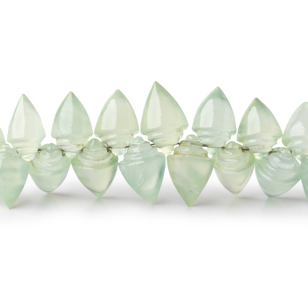 9x6-11x8mm Prehnite Carved Shell Beads 3 inch 22 pieces (ONLINE ORDER ONLY)