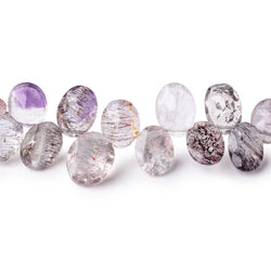 9x6-11x9mm Moss Amethyst Top Drilled Pavilion Faceted Ovals 8 inch 42 beads (ONLINE ORDER ONLY)