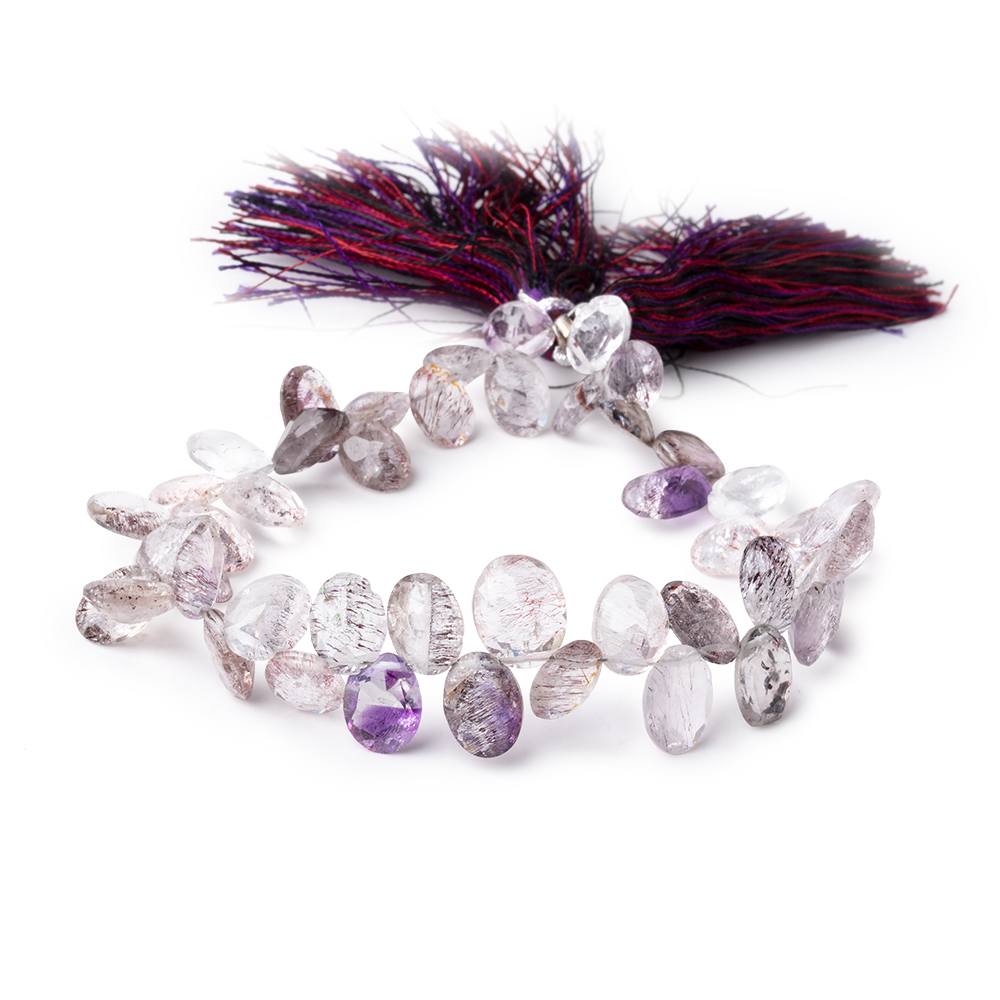 9x6-11x9mm Moss Amethyst Top Drilled Pavilion Faceted Ovals 8 inch 42 beads (ONLINE ORDER ONLY)