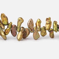 9x6-14x6mm Autumn Fern Green Top Drilled Keshi Pearls 15 inch 100 pieces (ONLINE ORDER ONLY)