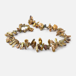 9x6-14x6mm Autumn Fern Green Top Drilled Keshi Pearls 15 inch 100 pieces (ONLINE ORDER ONLY)