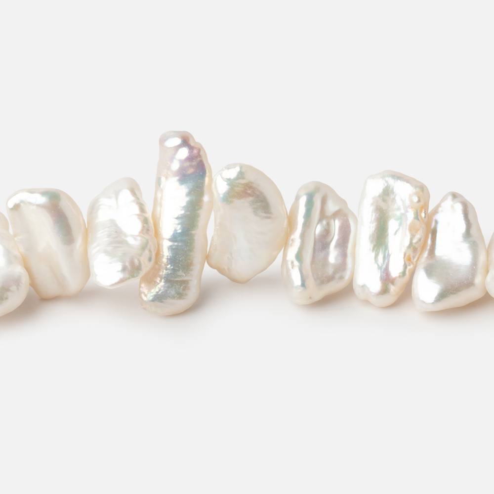 9x6-15x8mm Creamy White Biwa Freshwater Pearls 15.5 inch 59 beads AA (ONLINE ORDER ONLY)
