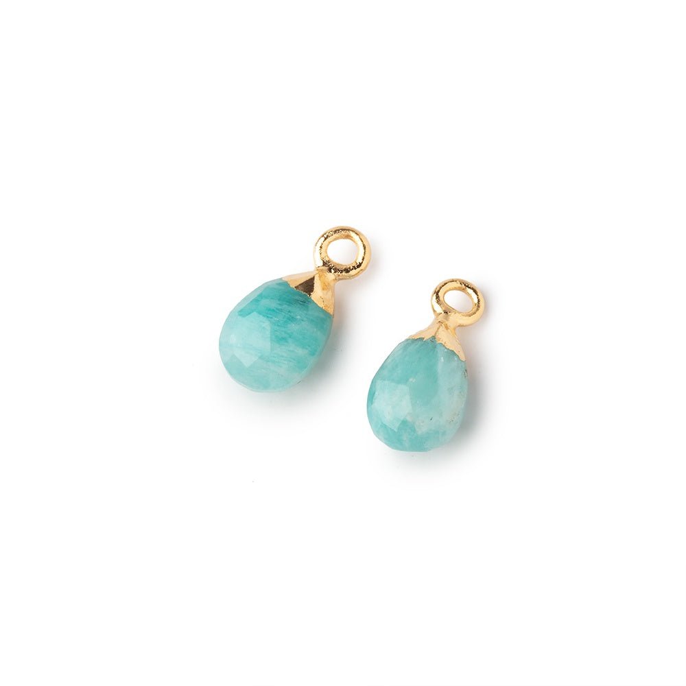 9x6mm Gold Leafed Amazonite Faceted Pear Set of 2 Pendants (ONLINE ORDER ONLY)