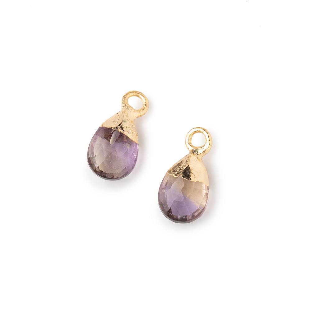 9x6mm Gold Leafed Ametrine Faceted Pear Set of 2 Pendants (ONLINE ORDER ONLY)