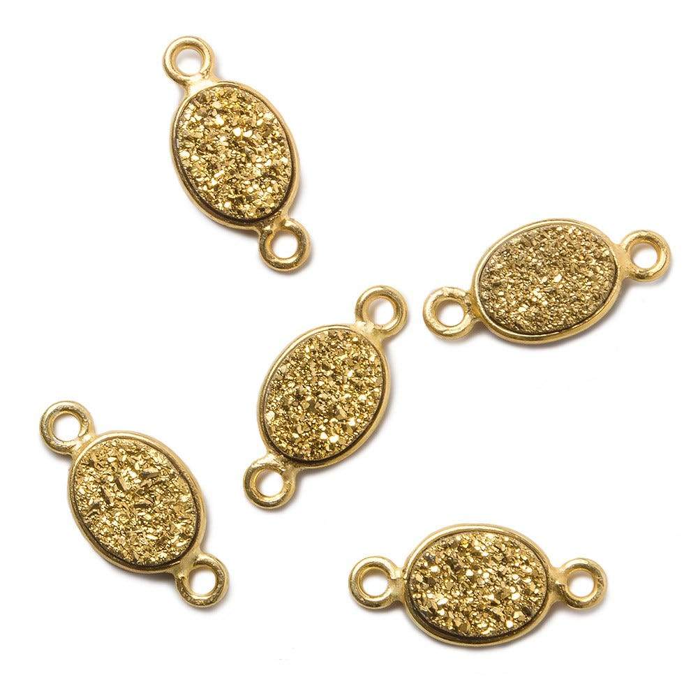 9x6mm Vermeil Bezel Metallic Gold Drusy Oval Connector Set of 4 Pieces (ONLINE ORDER ONLY)