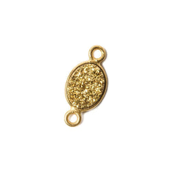 9x6mm Vermeil Bezel Metallic Gold Drusy Oval Connector Set of 4 Pieces (ONLINE ORDER ONLY)