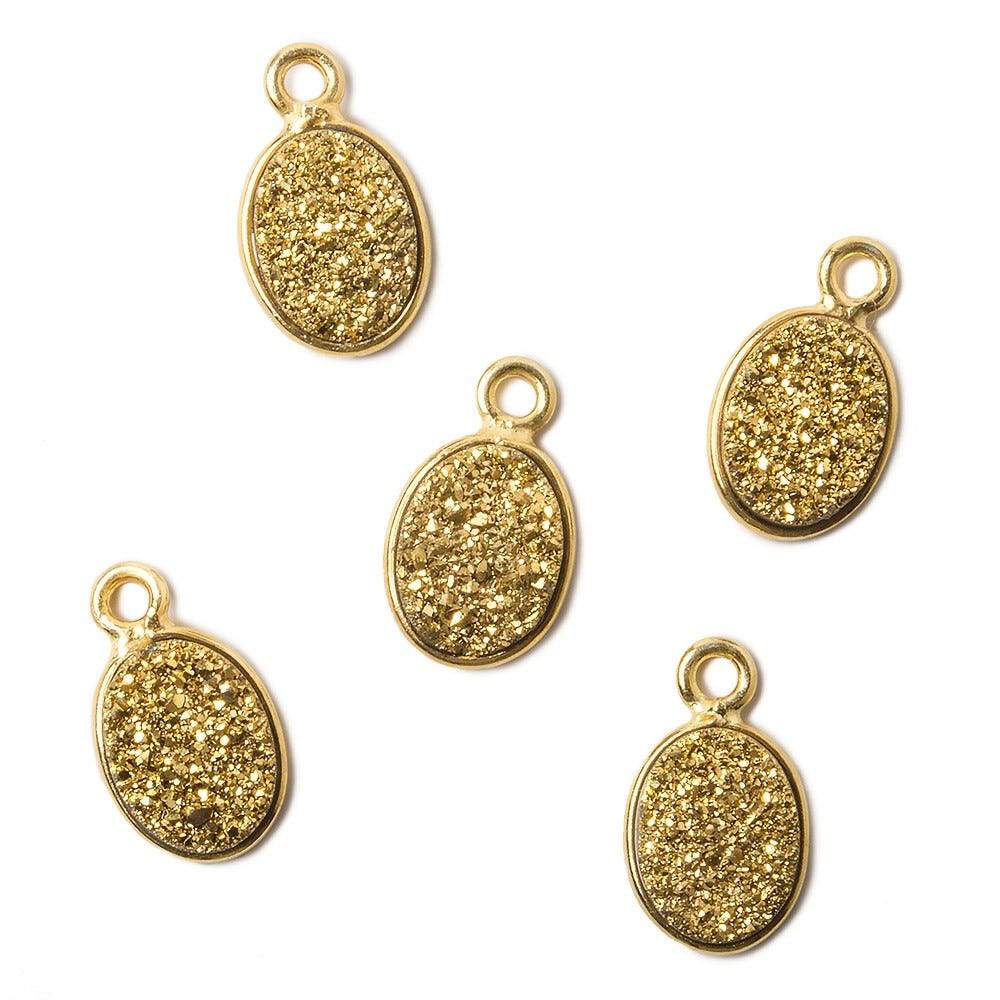 9x6mm Vermeil Bezel Metallic Gold Drusy Oval Pendant Set of 4 Pieces (ONLINE ORDER ONLY)