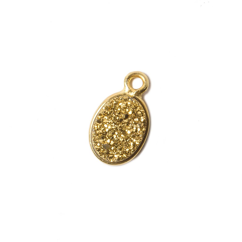 9x6mm Vermeil Bezel Metallic Gold Drusy Oval Pendant Set of 4 Pieces (ONLINE ORDER ONLY)