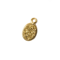 9x6mm Vermeil Bezel Metallic Gold Drusy Oval Pendant Set of 4 Pieces (ONLINE ORDER ONLY)