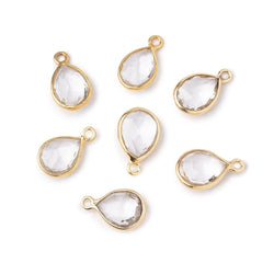 9x7-10x8mm Vermeil Bezel Crystal Quartz faceted pear Pendant 1 focal bead