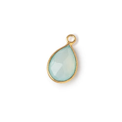 9x7-10x8mm Vermeil Bezel Sea Green Chalcedony Faceted Pear Pendant 1 piece (ONLINE ORDER ONLY)