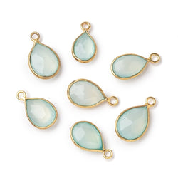 9x7-10x8mm Vermeil Bezel Sea Green Chalcedony Faceted Pear Pendant 1 piece (ONLINE ORDER ONLY)